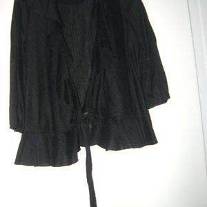 black wraparound waist blouse